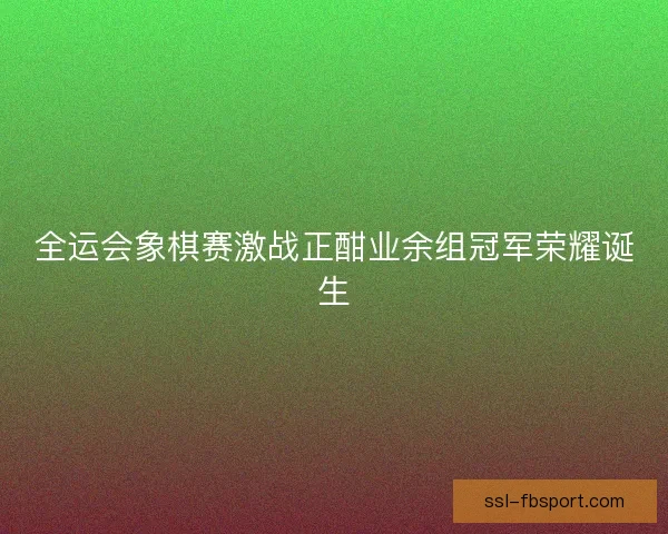 全运会象棋赛激战正酣业余组冠军荣耀诞生