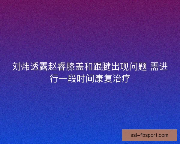 刘炜透露赵睿膝盖和跟腱出现问题 需进行一段时间康复治疗